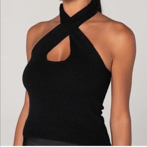 Musier Paris Samantha Halter Knit Top in Black